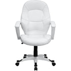 Flash Furniture – Fauteuil de direction mi-dossier, accoudoirs fixes, blanc-Bouton de réglage de la tension d'inclinaison