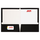 JAM Paper - Porte-documents brillant à 2 pochettes - noir - Paquet de 6-Quantité : 6 dossiers par paquet | Un pour chaque sujet et projet