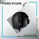 Logitech G502 X Souris Gaming Filaire - Noir-Poids réduit : Exosquelette à paroi mince pour un minimum de matériau et une rigidité maximale, molette de défilement allégée, etc. pour atteindre 89 grammes