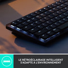 Logitech - MX Mechanical Mini Clavier Sans Fil Rétroéclairé Performant - Boutons Tactiles Silencieux-Travail Plus Rapide, Plus de Personnalisation: Programmez les touches Fn, assignez des effets rétroéclairés, activez Flow sur les ordinateurs, contrôle multi-appareils et plus dans Logi Options+