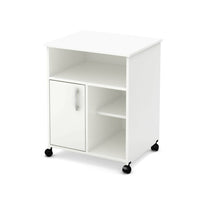 South Shore - Support mobile Axess multi-usage, fini blanc-Fonctionnel et de style contemporain, ce support multimédia avantagera tout bureau à domicile