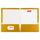 JAM Paper - Dossiers de présentation brillants laminés à deux pochettes - or - Paquet de 6-Taille: 9,5 x 11,5 pouces