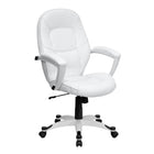 Flash Furniture – Fauteuil de direction mi-dossier, accoudoirs fixes, blanc-Chaise de bureau contemporaine