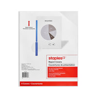 Staples - Couvertures de rapport à coulisseau, paquet de 6-Aucun besoin de perforer les feuilles