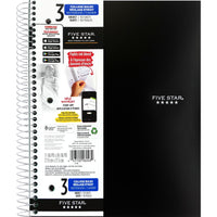 Five Star® - Cahier à 3 sujets de qualité supérieure - 11 po x 8-1/2 po - variés - 150 Feuilles-Couverture rigide en poly et dos très rigide - un cahier supérieur