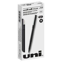 uni-ball Stylos à bille roulante Roller - pointe micro (0.5 mm) - Noir - paquet de 8-Stylos à bille roulante