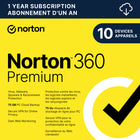 Norton - 360 Premium logiciel antivirus - 10 appareils - abonnement d'un an [téléchargement]-Protection contre les menaces en temps réel: Sécurité avancée avec plusieurs niveaux de protection pour jusqu’à 10 PC, Mac, téléphones intelligents ou tablettes afin de lutter automatiquement contre les menaces nouvelles et actuelles, y compris différents types de logiciels malveillants, comme les logiciels de rançon, les logiciels espions, les virus, l’hameçonnage, etc.