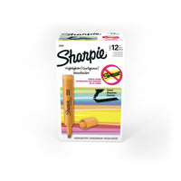 Surligneurs Sharpie à réservoir à encre liquide, pointe biseautée – Orange – Paquet de 12-Encre SMEAR GUARD spécialement conçue pour éviter les bavures.