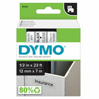 DYMO - Ruban d'étiquettes D1, 12 mm (1/2 po), noir sur transparent-Ruban Dymo Standard D1