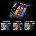 Epson - Cartouches d'encre 288 DURABrite Ultra - Noir grande capacité/Couleur standard CMJ-Le système d’impression Epson est particulièrement conçu pour être utilisé avec les encres d’origine Epson. L’utilisation d’encres non authentiques peut entraîner des dommages qui ne sont pas couverts par la garantie limitée de l’imprimante