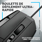 Logitech G502 X Souris Gaming Filaire - Noir-Capteur Gaming HERO 25K : Précision idéal jusqu'au sub-micron pour une acuité haute-précision sans lissage/filtrage/accélération pour des hautes performances de gaming sur ordinateur