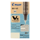 Pilot − Stylos à bille roulante Hi-Tecpoint − V5 - pointe extra-fine - 0,5 mm − rouge, Paquet de 12-Bille en alliage de carbone et tuyau en acier inoxydable