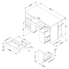 South Shore - Table pour activités artisanales Crea, blanc-Avec 5 espaces ouverts de rangement inclinés avec tablettes ajustables conçus spécifiquement pour ranger le papier 12 po x 12 po