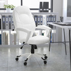 Flash Furniture – Fauteuil de direction mi-dossier, accoudoirs fixes, blanc-Dossier mi-hauteur