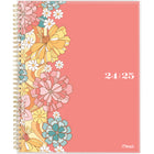 Mead - Agenda scolaire hebdomadaire/mensuel Caprice floral 2024-2025 - 8 1/2 po x 11 po - corail - bilingue-Pour personnaliser, insérez simplement votre propre page de couverture dans la pochette avant transparente. 