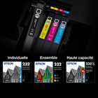 Epson - Cartouches d'encre T232 - Capacité standard - Cyan/Magenta/Jaune-Photos brillantes autant sur papier ordinaire que sur papier glacé