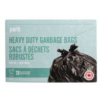 Perk - Sacs à ordures - dessus ondulé - 30 po x 33 po - noir - Paquet de 20-Sac à déchets noirs multiusage