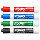 Expo® – Marqueurs à effacement sec à faible odeur, pointe biseautée, couleurs variées, paq./4-Encre de conception spéciale à faible odeur idéale pour la salle de classe, les petits bureaux et la maison