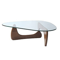 Nicer Furniture - table basse Noguchi - base finition noyer clair-Plateau en verre trempé 3/4" (19mm)