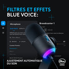 Logitech - G Yeti GX microphone gaming RVB dynamique avec LIGHTSYNC - Noir-Filtres et effets Blue VO!CE: activez le verrouillage intelligent de source audio et autres outils studio, ajoutez des filtres, effets et échantillons Blue VO!CE pour divertir et captiver votre public