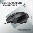 Logitech G502 X Souris Gaming Filaire - Noir-Boutons Lightforce : Technologie de boutons hybride optique-mécanique pour une vitesse incroyable et fiable, avec précision et un temps réponse idéale pour des heures de performance de gaming