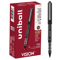 Stylos à bille roulante 0,5 mm Vision de uni–ball, noir, paquet de 12-Le système uni–Flow exclusif permet de tracer des lignes fluides et régulières