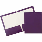 JAM Paper - Dossiers de présentation brillants laminés à deux pochettes - violet - Paquet de 6-Couleur violet