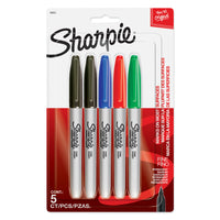 Sharpie - Marqueurs permanents - pointe fine - couleurs variées - paquet de 5-Marqueur indélébile de genre stylo à pointe fine