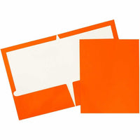 JAM Paper - Dossiers de présentation brillants laminés à deux pochettes - orange - Paquet de 6-Couleur orange