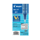 Pilot - Stylos à bille roulante Hi–Tecpoint – V7, pointe fine – Bleu, Paquet de 12-Bille en alliage de carbone et tuyau en acier inoxydable