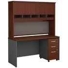 Bush Business Furniture Westfield Bureau de bureau de 60 po de largeur x 24 po de profondeur avec clapier et classeur mobile - cerisier Hansen (SRC014HCSU)-Stratifié thermiquement sur bois composite