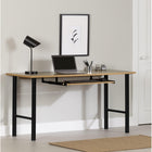 South Shore - Ezra Bureau avec plateau pour clavier - Chêne Nordik-Les pieds cylindriques en métal donnent un look contemporain