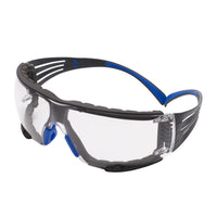 3M - Lunettes de protection SecureFit série 400 avec lentille antibuée transparente - Bleu-gris-Joint en mousse amovible pour une protection accrue contre les débris