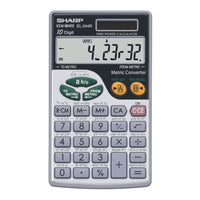 Sharp - EL344R - Calculatrice métrique de poche à 10 chiffres - Argent-Affichage à cristaux liquides de 10 chiffres