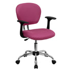 Flash Furniture - Fauteuil fonctionnel H2376FPINKARMS, dossier mi-hauteur, mailles, accoudoirs fixes, rose-Rembourrage en maille rose