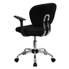 Flash Furniture - Fauteuil fonctionnel H2376FBKARMS, dossier mi-hauteur, mailles, accoudoirs fixes, noir-Siège et dossier rembourrés en maille