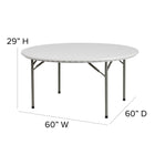 Flash Furniture – Table pliante de 60 pouces de diamètre, blanc granit (RB60R)-Pattes de verrouillage revêtues de poudre grise