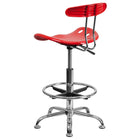 Flash Furniture – Tabouret de dessinateur éclatant avec siège tracteur, rouge-Construction en polymère haute densité