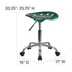 Flash Furniture – Tabouret brillant avec siège de type tracteur, 25,75 po, vert (LF214AGN)-Base chromée résistante à toute épreuve