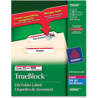 Avery Étiquettes de classement rouges TrueBlock pour imprimantes laser, 2/3 po x 3 7/16 po, paq./600-Créez des étiquettes de classement d''allure professionnelle pour une référence facile et rapide