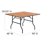 Flash Furniture – Table de banquet pliante de 48 po, brun (YTWFFT48SQ)-Pattes en acier de calibre 18