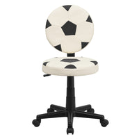 Flash Furniture – Chaise fonctionnelle à motif de soccer, noir et blanc-Chaise de travail inspirée par le sport