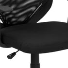 Flash Furniture – Chaise de bureau à dossier mi-dos maillé avec accoudoirs fixes, noir-Mousse ignifuge CA117