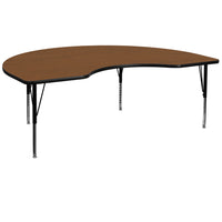 Flash Furniture – Table d’activités haricot, 48 x 72 po, stratifié haute pression 1,25 po, pattes préscolaires réglables, chêne-Chêne laminé