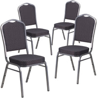 Flash Furniture – Chaises empilables Hercules de la série Crown avec motifs noirs et cadre argenté, 4/pqt-Ensemble de 4 chaises de banquet polyvalentes