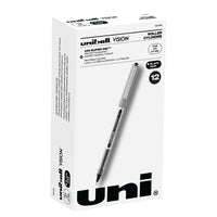 uni-ball − Stylos à bille roulante Vision − pointe fine (0,7 mm) − noir − paquet de 12-Stylos à bille roulante