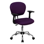 Flash Furniture - Fauteuil fonctionnel H2376FPURARMS, dossier mi-hauteur, mailles, accoudoirs fixes, mauve-Rembourrage en maille violette