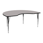 Flash Furniture – Table d’activités haricot, 48 x 72 po, surface stratifiée haute pression de 1,25 po, pattes réglables, gris-Stratifié gris