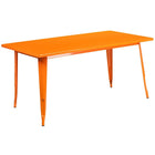 Flash Furniture – Table rectangulaire 31,5x63po et 6 chaises empilables, intérieur/extérieur, métal orange (ET-CT005-6-30-OR-GG)-31,50 larg. x 63 prof. x 29,50 haut. (po)