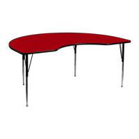 Flash Furniture – Table d’activités haricot avec dessus thermofusionné, pattes ajustables, 48 larg. x 72 long. (po), rouge-Stratifié, rouge